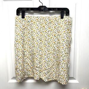 Hollister Skirt White Yellow Floral Lined, Side Zipper, Junior's Size L